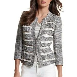 WHBM Tweed Jacket Size 2 Metallic Tiered White House Black Market Blazer Gold